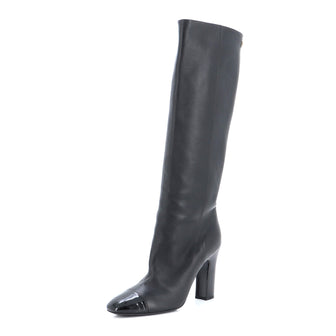 Chanel Women's Square Cap Toe Knee High Boots Leather and Patent
