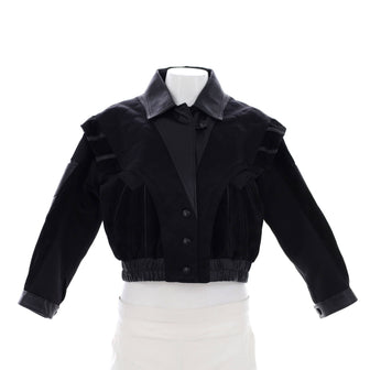 Louis Vuitton Women's Cropped Biker Jacket Leather and Suede with Quilted Silk Blend