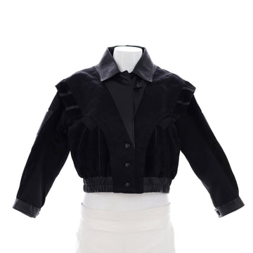 Louis Vuitton Women's Cropped Biker Jacket Leather and Suede with Quilted Silk Blend