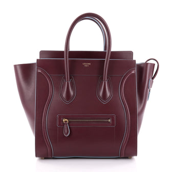  Celine Luggage Handbag Smooth Leather Mini Red 2306201