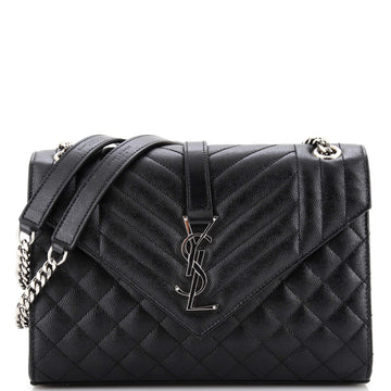 Saint Laurent Classic Monogram Envelope Satchel Mixed Matelasse Leather Medium