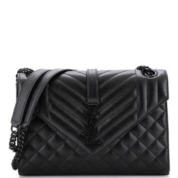 Saint Laurent Classic Monogram Envelope Satchel Mixed Matelasse Leather Medium