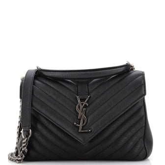 Saint Laurent Classic Monogram College Bag Matelasse Chevron Leather Medium
