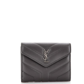 Saint Laurent Loulou Flap Wallet Matelasse Chevron Leather Large