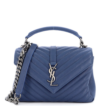 Saint Laurent Classic Monogram College Bag Matelasse Chevron Leather Medium