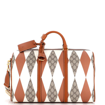 Gucci Convertible Duffle Bag Rhombus GG Coated Canvas with Leather Large