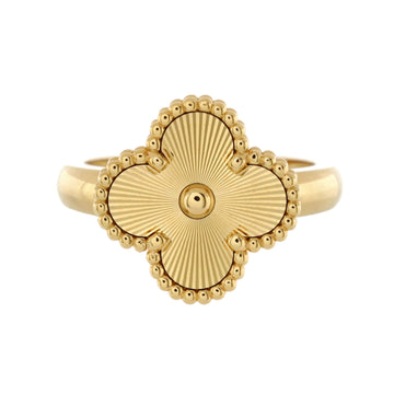 Van Cleef & Arpels Vintage Alhambra Ring Guilloche 18K Yellow Gold