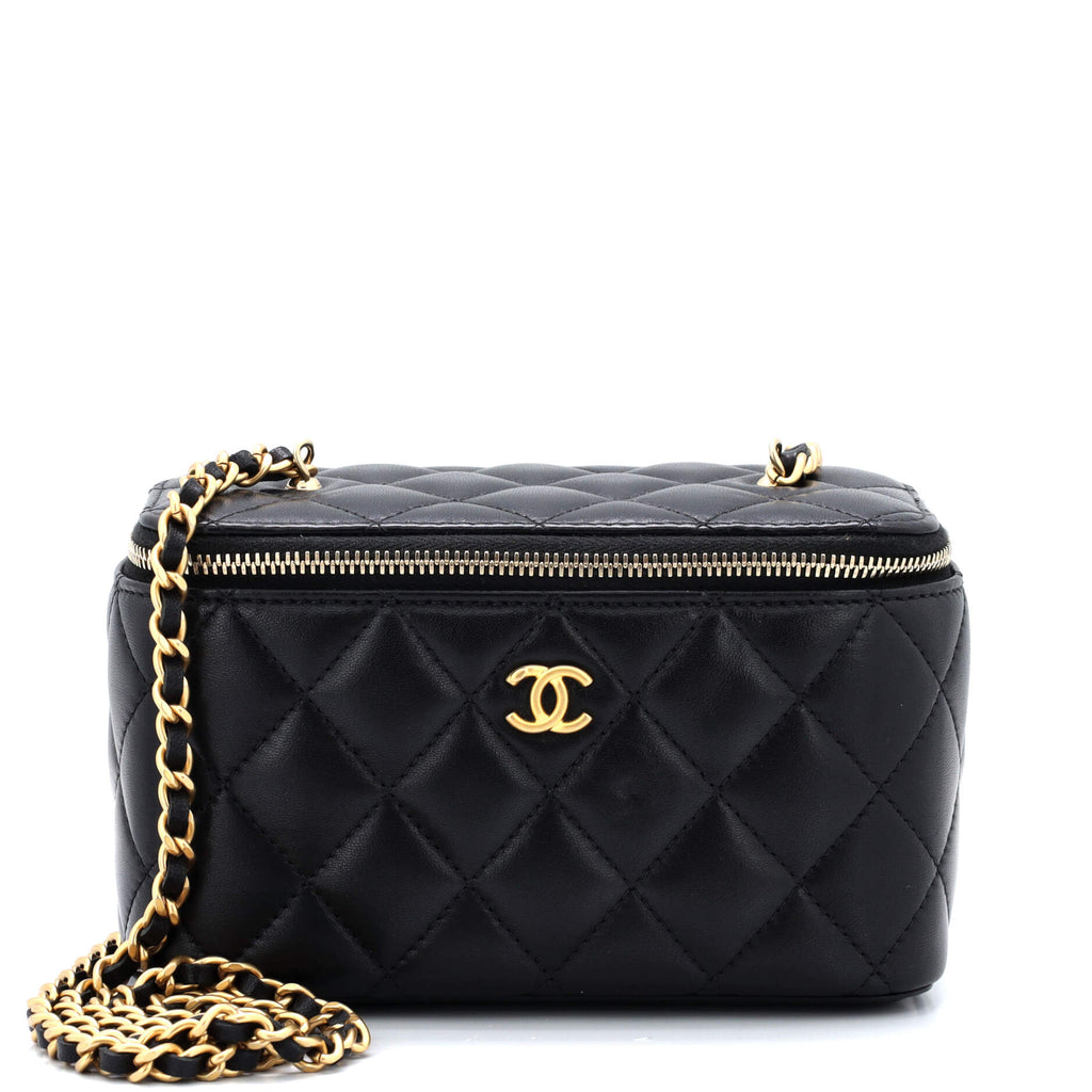 Chanel Pearl Crush Vanity Case with Chain Quilted Lambskin Small