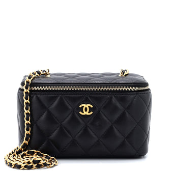 Chanel Grey Quilted Lambskin Pearl Crush Vanity Case Gold Hardware, 2023 (Like New), Womens Handbag
