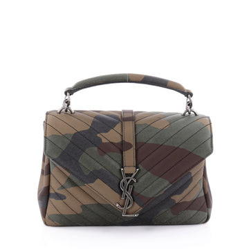 Saint Laurent College Monogram Bag Camo Leather Medium Green 2307103