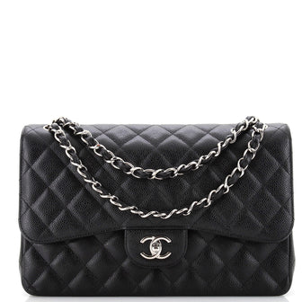 Chanel Classic Double Flap Bag Quilted Caviar Jumbo