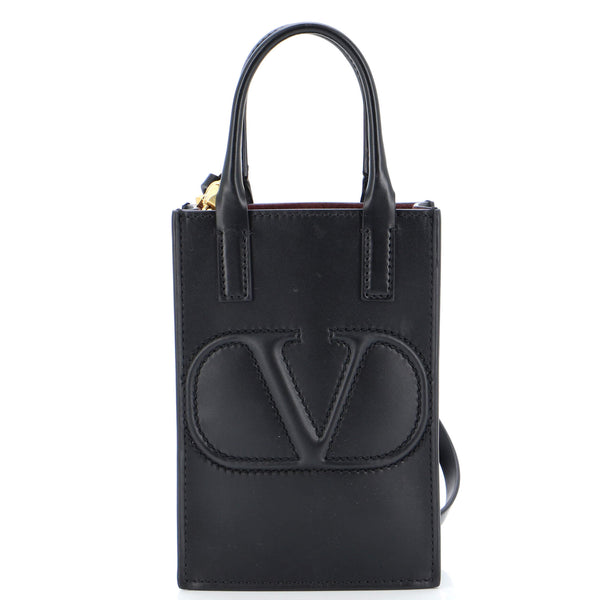 VALENTINO Small Vlogo Walk Calfskin Tote Bag