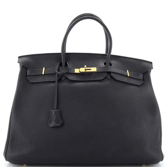 Hermes Birkin Handbag Black Togo with Gold Hardware 40