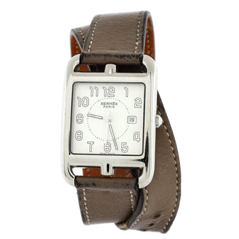 Hermes Cape Cod Double Tour Quartz Watch Stainless Steel and Leather 29