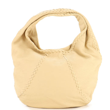 Bottega Veneta Baseball Hobo Leather with Intrecciato Detail Medium