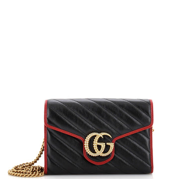 Gucci GG Marmont Chain Wallet Diagonal Quilted Leather Mini