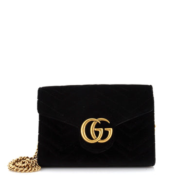 Gucci GG Marmont Chain Wallet Matelasse Velvet Mini