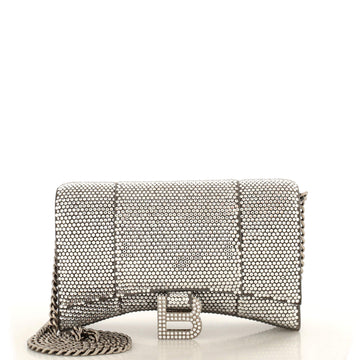 Balenciaga Hourglass Chain Wallet Suede with Crystals XS