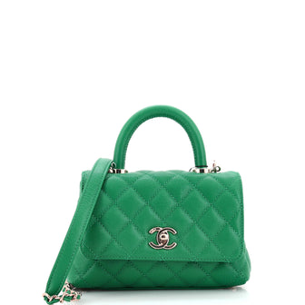 Chanel Coco Top Handle Bag Quilted Caviar Extra Mini