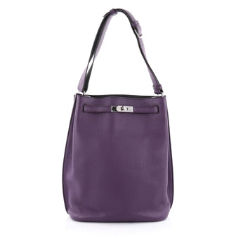 Hermes So Kelly Handbag Bicolor Clemence 26 Purple 2308604