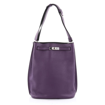 Hermes So Kelly Handbag Bicolor Clemence 26 Purple 2308604
