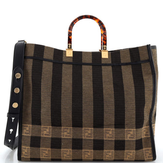 Fendi Sunshine Shopper Tote Pequin Canvas Large