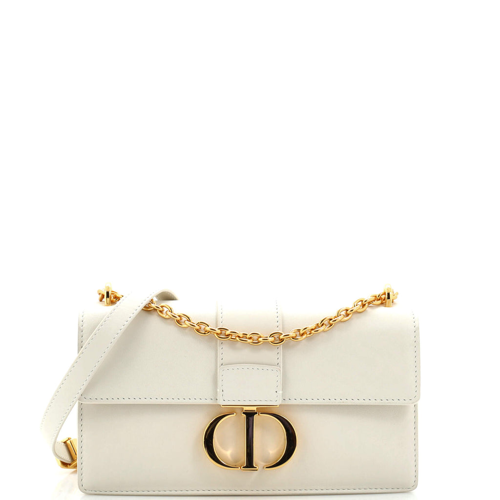 Christian Dior Micro-Cannage 30 Montaigne Beige Patent Leather Chain Flap  Bag