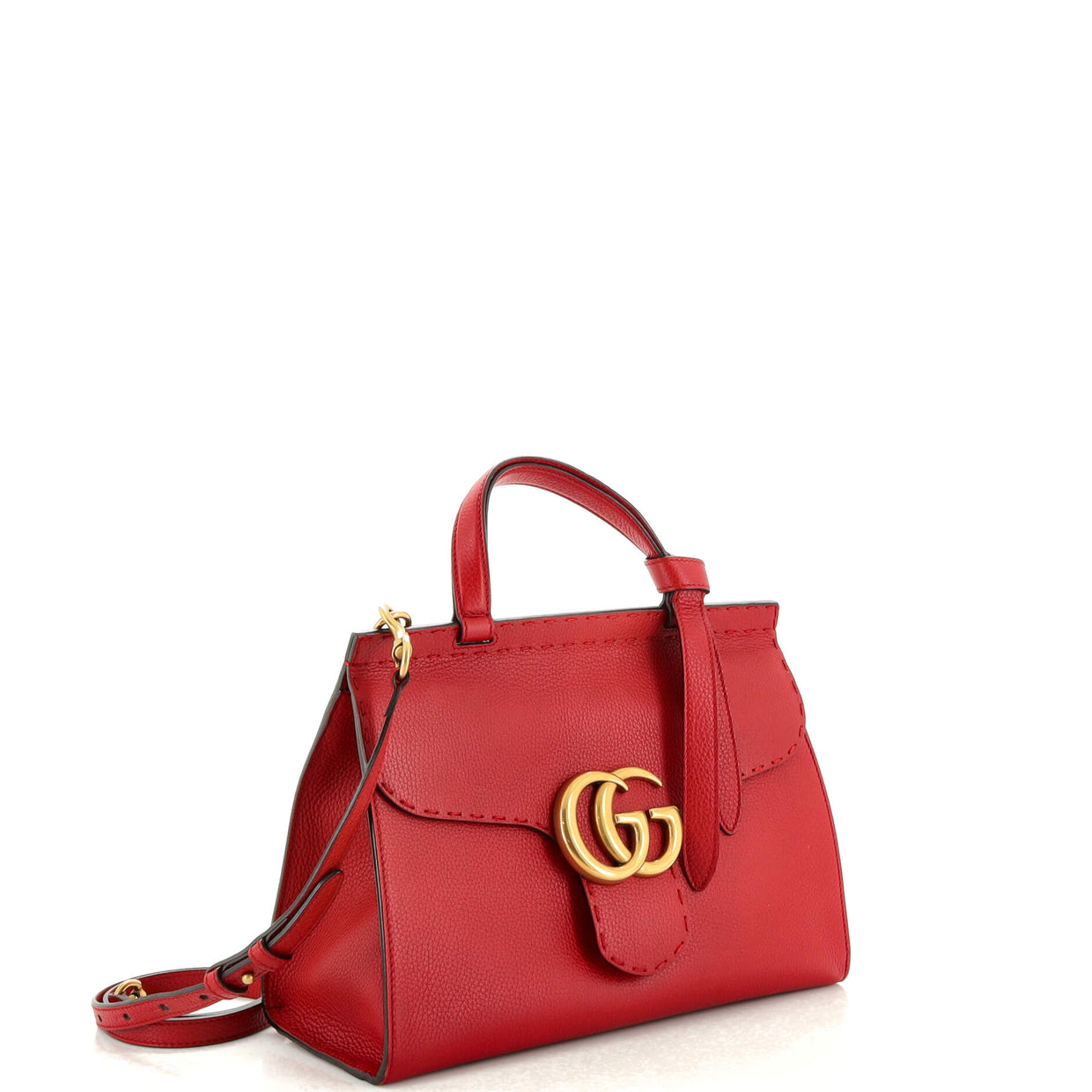 Gucci GG Marmont Top Handle Bag Leather Small Red 23094617