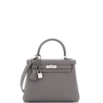 Hermes Kelly Handbag Grey Togo with Palladium Hardware 25
