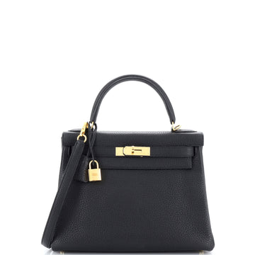 Hermes Kelly Handbag Black Togo with Gold Hardware 28