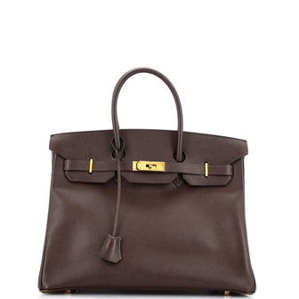 Hermes Birkin Handbag Brown Courchevel with Gold Hardware 35