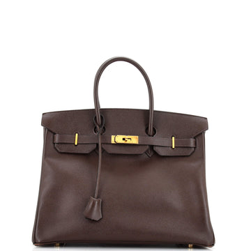 Hermes Birkin Handbag Brown Courchevel with Gold Hardware 35