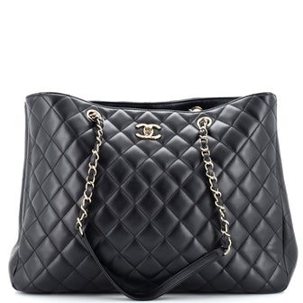 Chanel Classic CC Shopping Tote Quilted Lambskin Large Black 23094637