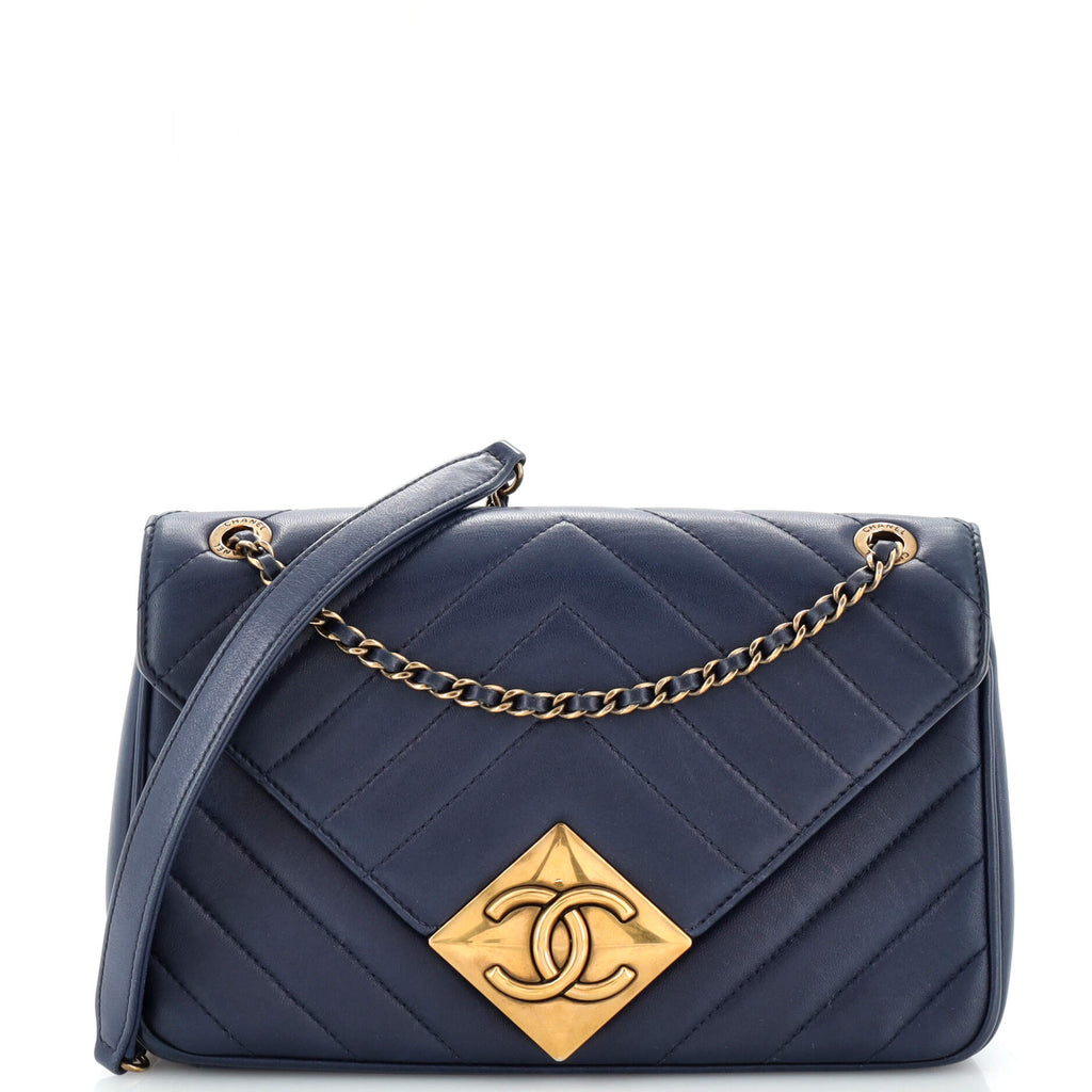Chanel Pyramid CC Flap Bag Chevron Lambskin Small Blue 23094642
