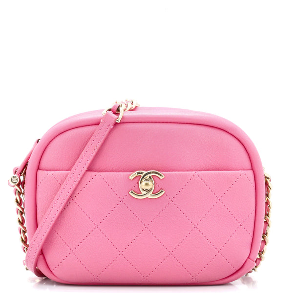 Chanel Casual Trip Camera Case Quilted Goatskin Small Pink 23094643