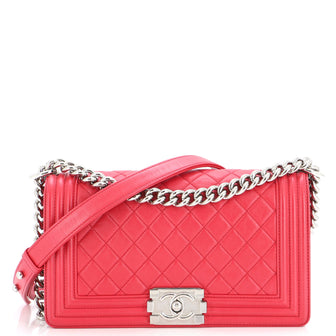 Chanel Boy Flap Bag Quilted Lambskin Old Medium