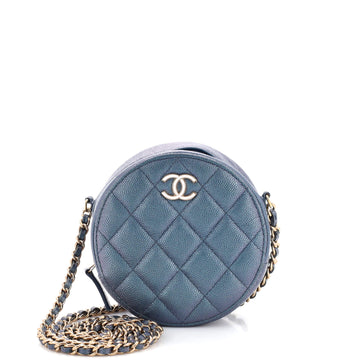 Chanel Round Clutch with Chain Quilted Iridescent Caviar Mini