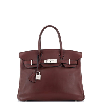 Hermes Birkin Handbag Red Swift with Palladium Hardware 30