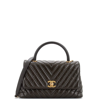 Chanel Coco Top Handle Bag Chevron Calfskin Small