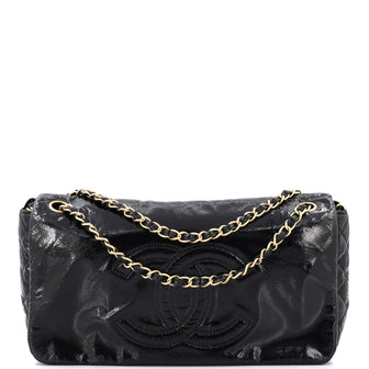 Chanel Rock and Chain Flap Bag Patent Vinyl Medium Black 23094658