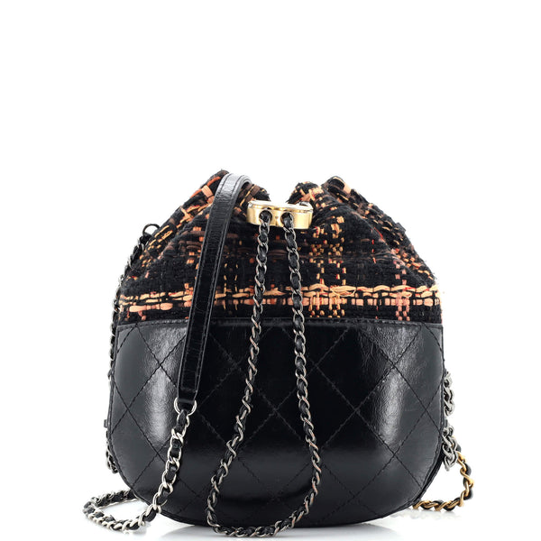 Chanel Gabrielle Drawstring Bag Quilted Calfskin and Tweed Small Multicolor