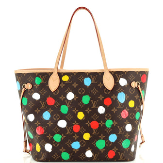 Louis Vuitton Neverfull NM Tote Yayoi Kusama Painted Dots Monogram Canvas MM