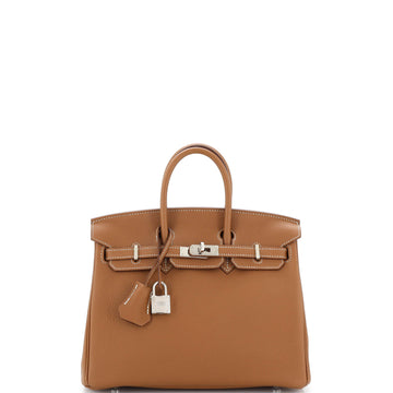 Hermes Birkin Handbag Brown Togo with Palladium Hardware 25