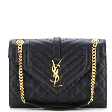 Saint Laurent Classic Monogram Envelope Satchel Mixed Matelasse Leather Medium