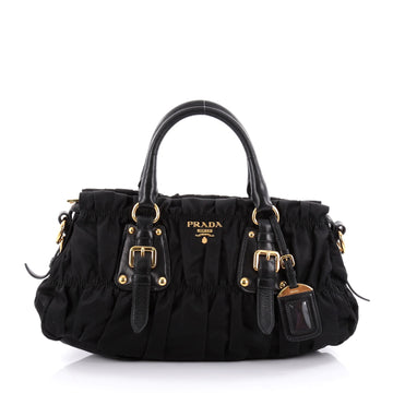 Prada Gaufre Convertible Satchel Tessuto Medium Black 2309802