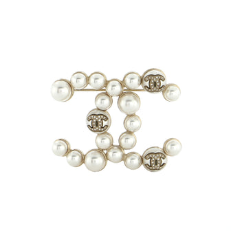 Chanel CC Brooch Metal with Faux Pearls