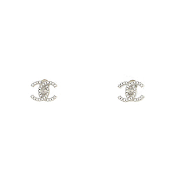 Chanel CC Turnlock Stud Earrings Metal with Crystals
