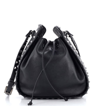 Valentino Garavani Rockstud Drawstring Bucket Bag Leather Small