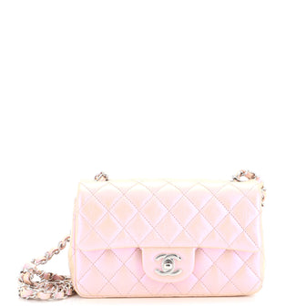 Chanel Classic Single Flap Bag Quilted Iridescent Calfskin Mini Pink 2310381