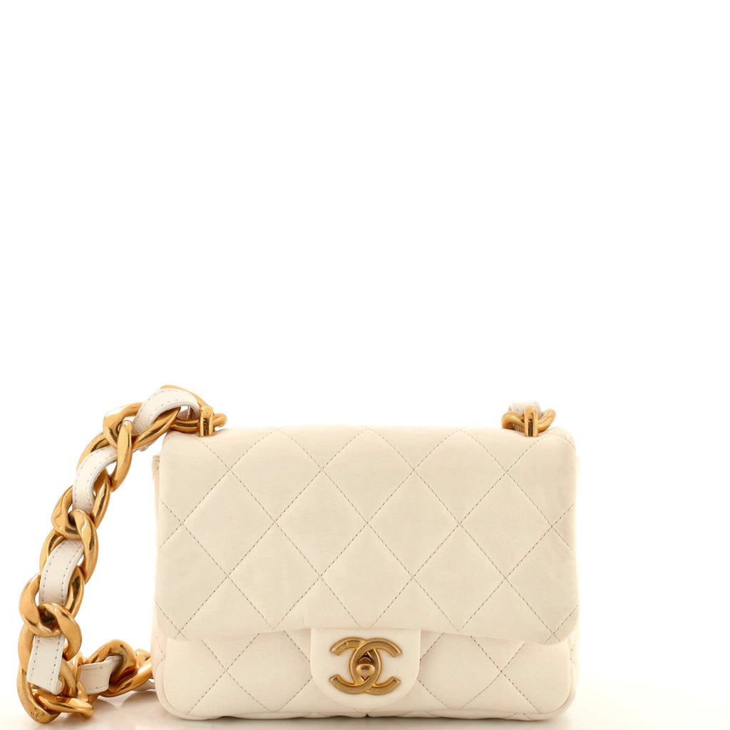 🤍 VINTAGE CHANEL 20CM MINI CLASSIC SQUARE FLAP BAG CF 20 CM WHITE 24K GHW  GOLD HARDWARE LAMBSKIN, Luxury, Bags & Wallets on Carousell